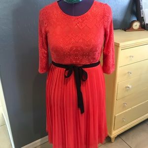 Peach/pink lace and silk sun dress.